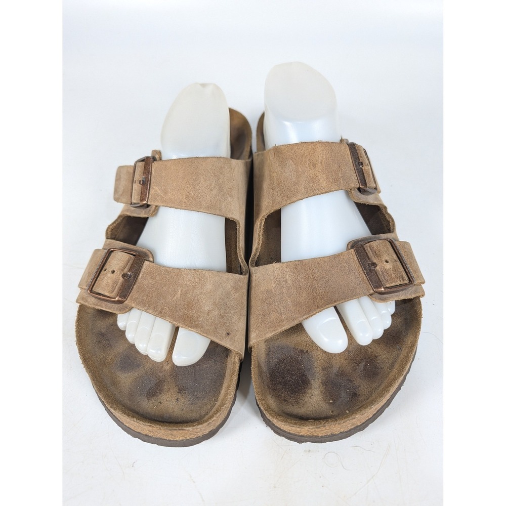 Birkenstock Arizona Tobacco Brown Oiled Leather Sandals Mens 45 L12 M12 - Picture 2 of 5